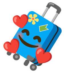 smiling face with hearts and luggage
