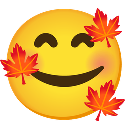 smiling face with hearts and maple leaf