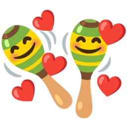 smiling face with hearts and maracas