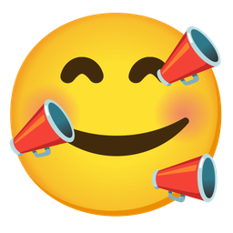 smiling face with hearts and megaphone