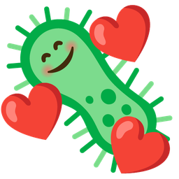 smiling face with hearts and microbe