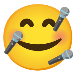 smiling face with hearts and microphone