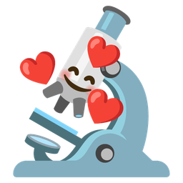 smiling face with hearts and microscope