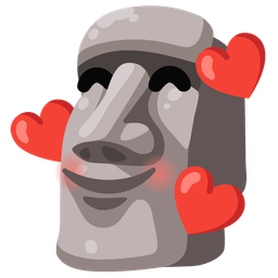 smiling face with hearts and moai