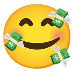 smiling face with hearts and money with wings