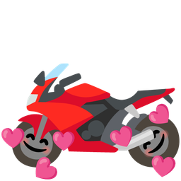 smiling face with hearts and motorcycle