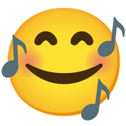 smiling face with hearts and musical notes