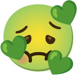 smiling face with hearts and nauseated face