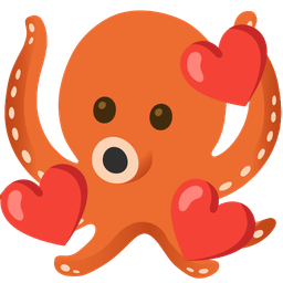 smiling face with hearts and octopus
