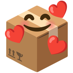 smiling face with hearts and package