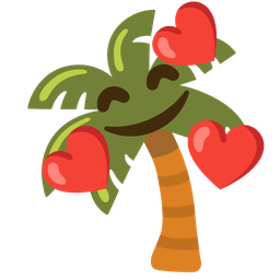 smiling face with hearts and palm tree