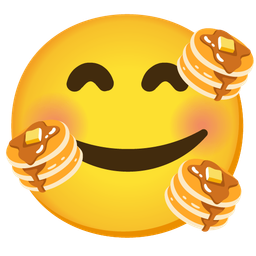smiling face with hearts and pancakes