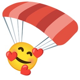 smiling face with hearts and parachute