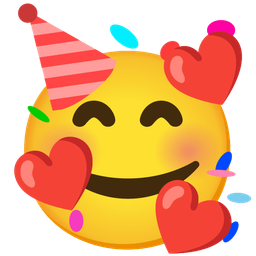 smiling face with hearts and partying face