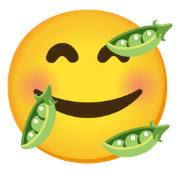 smiling face with hearts and pea pod