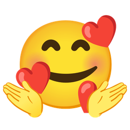 smiling face with hearts and person shrugging