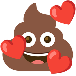 smiling face with hearts and pile of poo