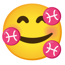 smiling face with hearts and Pisces