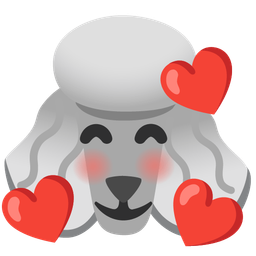 smiling face with hearts and poodle