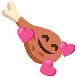 smiling face with hearts and poultry leg