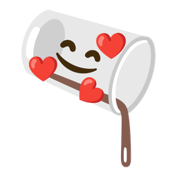 smiling face with hearts and pouring liquid