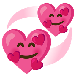 smiling face with hearts and revolving hearts