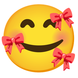 smiling face with hearts and ribbon