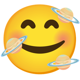 smiling face with hearts and ringed planet