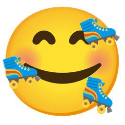 smiling face with hearts and roller skate