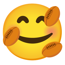 smiling face with hearts and rugby football
