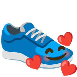 smiling face with hearts and running shoe