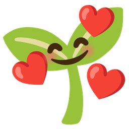 smiling face with hearts and seedling