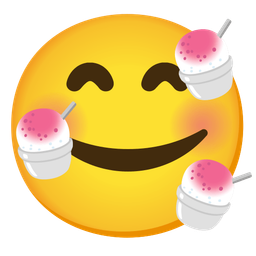 smiling face with hearts and shaved ice