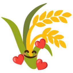 smiling face with hearts and sheaf of rice