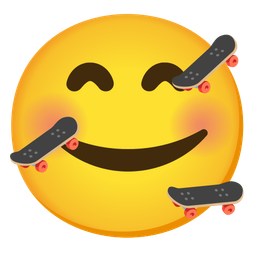 smiling face with hearts and skateboard