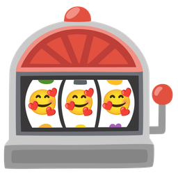 smiling face with hearts and slot machine