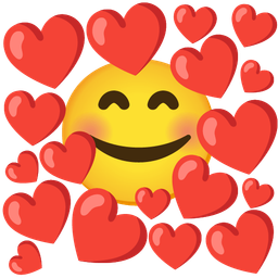 smiling face with hearts and smiling face with hearts