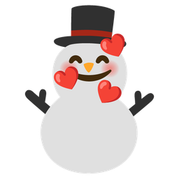 smiling face with hearts and snowman without snow
