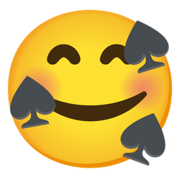 smiling face with hearts and spade suit