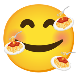 smiling face with hearts and spaghetti