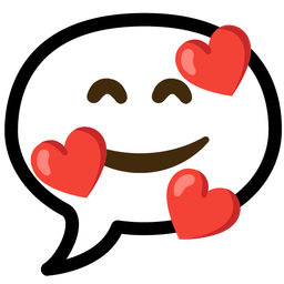 smiling face with hearts and speech balloon