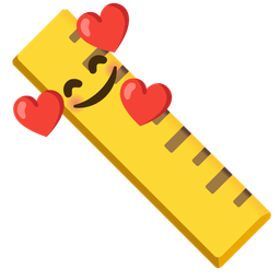 smiling face with hearts and straight ruler