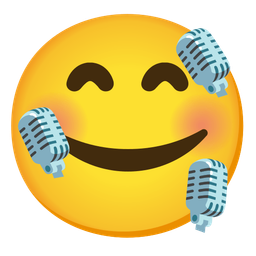 smiling face with hearts and studio microphone