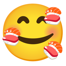 smiling face with hearts and sushi