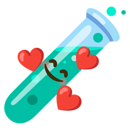 smiling face with hearts and test tube