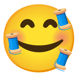 smiling face with hearts and thread