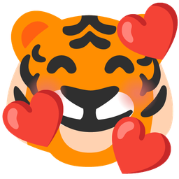 smiling face with hearts and tiger face