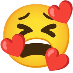 smiling face with hearts and tired face