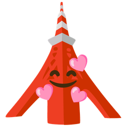 smiling face with hearts and Tokyo tower