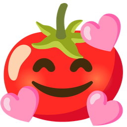 smiling face with hearts and tomato
